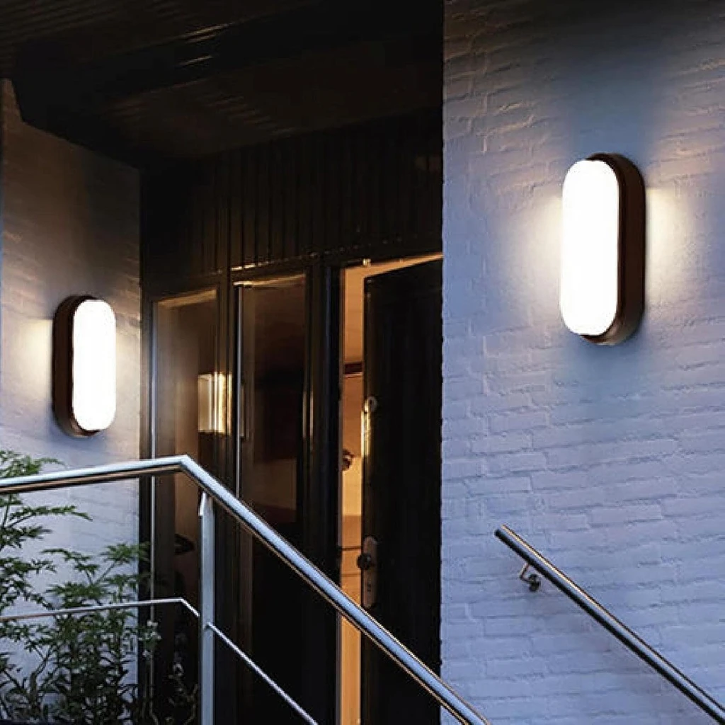 LED wall light 12W Oval Exterior, 6500k, Black, Applied outdoors