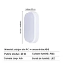 LED wall light 20W Oval Exterior, 4000k, White, Applied outdoors
