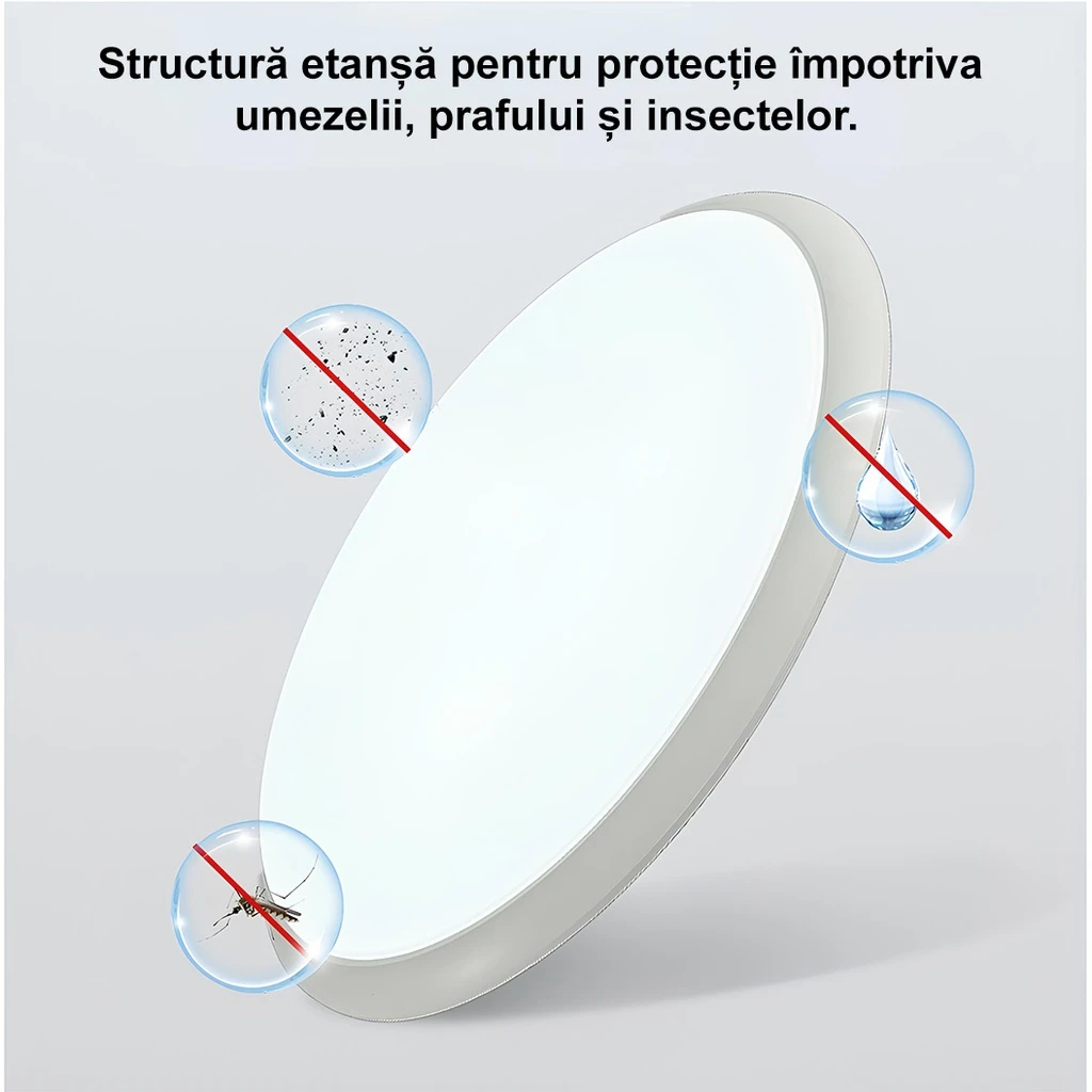 12W Smart LED Wall Lamp Radar Motion Sensor φ23cm 6500k White, Corridor lights
