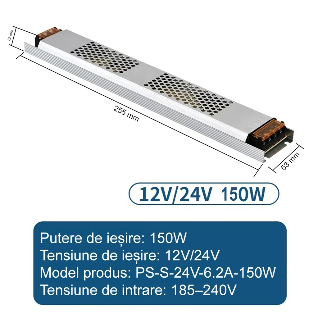 Switching Power Supply, Indoor, 24V, 6.2A, 150W