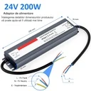 Switching Power Supply Slim, Outdoor IP68, 24V, 8.3A, 200W