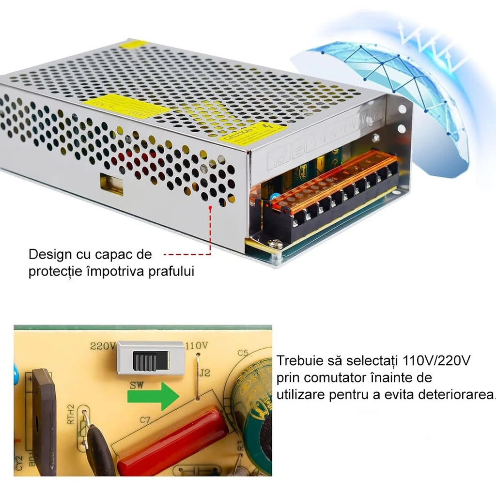 Switching Power Supply, IP20, 12V, 16.6A, 200W