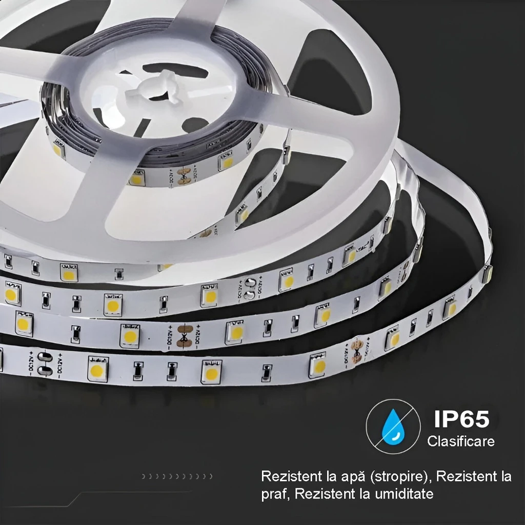 12V LED Strip Light – 120 LEDs/m – SMD5050 – 6500k – IP65  – 10mm – 5m Roll