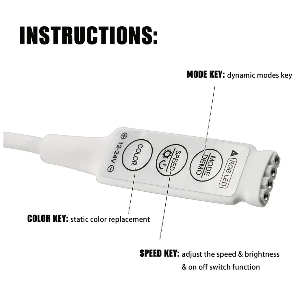 Mini RGB LED Controller – 5V-24V – DC Plug for Strip Lights