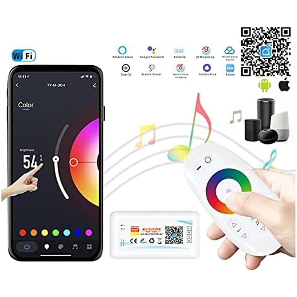 WiFi RGBW LED Controller – Smart Touch, Tuya Music, 2.4G