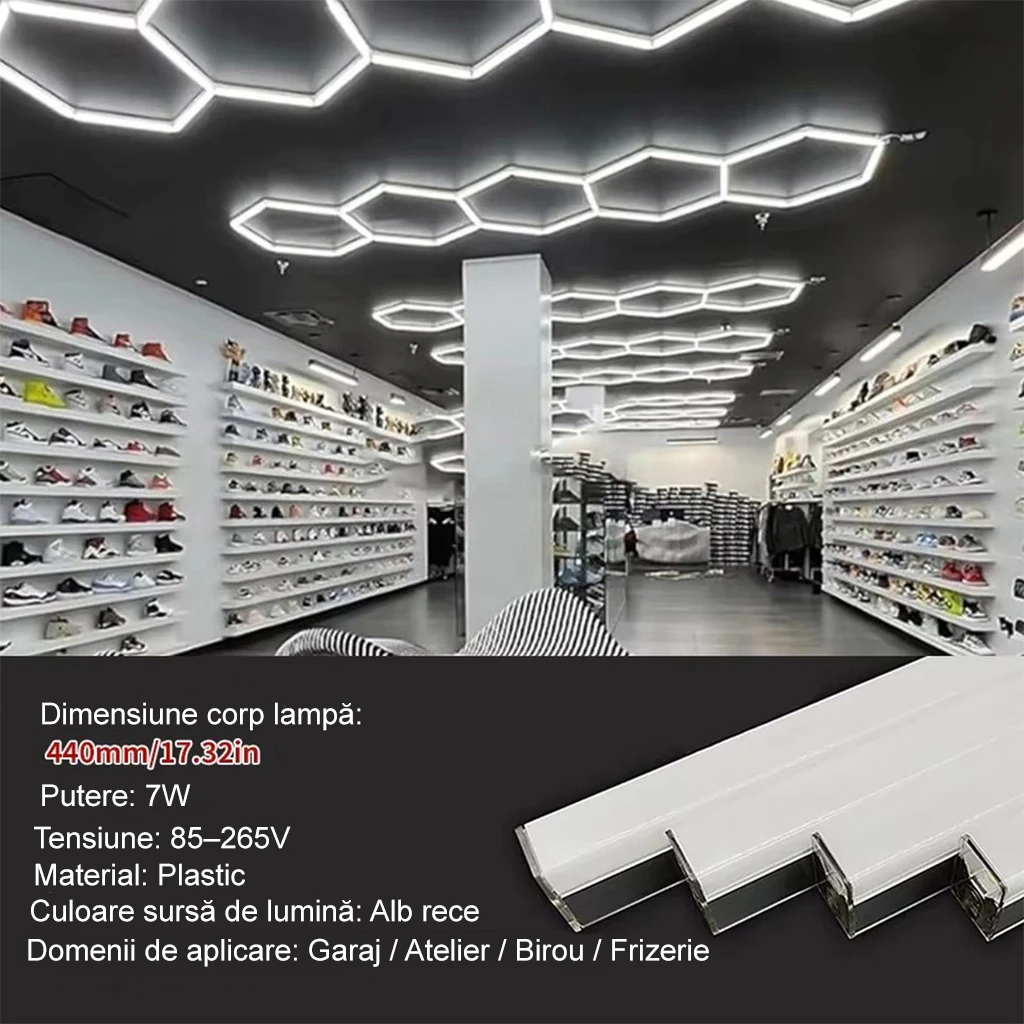 Honeycomb LED tube 7W, 440mm, plastic material, 6500k, cold white light