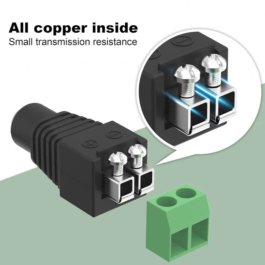 DC 2.1x5.5mm Female Power Connector with LED Strip Adapter