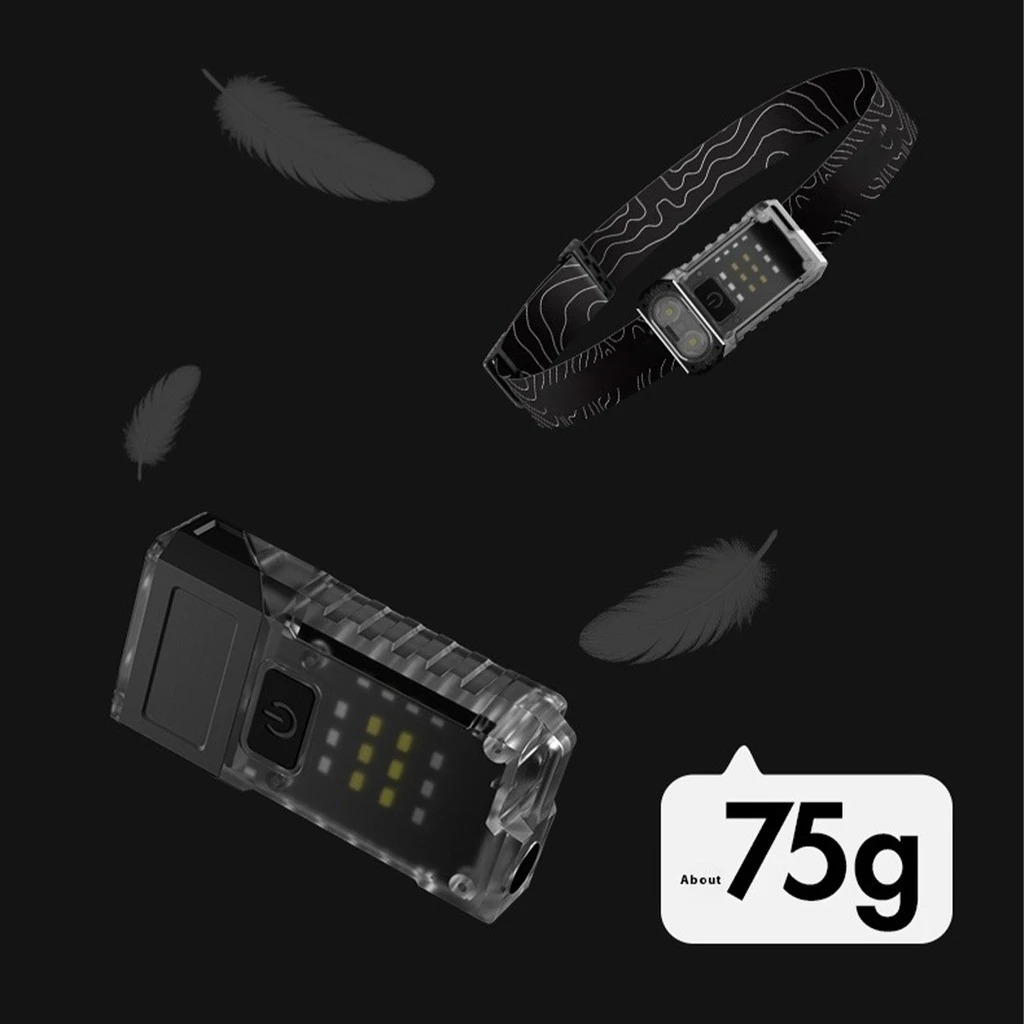 Portable UV LED Flashlight, , USB Type C Charging, 50 m Range, 5W, 3 Light Colors, 1200 mAh, 8 x 2 x 4.2 cm, Transparent Fluorescent