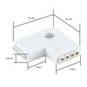 90° L-Shape RGB LED Strip Connector – 10mm 4-Pin for LED Strip Lights