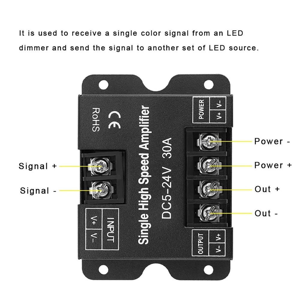 Monochrome LED Strip Amplifier 5V-24V