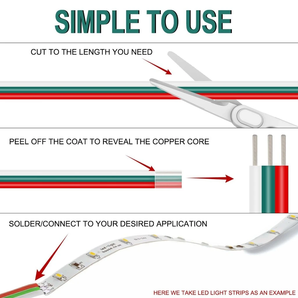 RGB LED Power Cable 3-Wire, 50m Roll