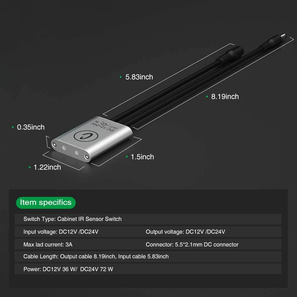 IR Sensor Switch for LED Strips, 12V/24V 3A