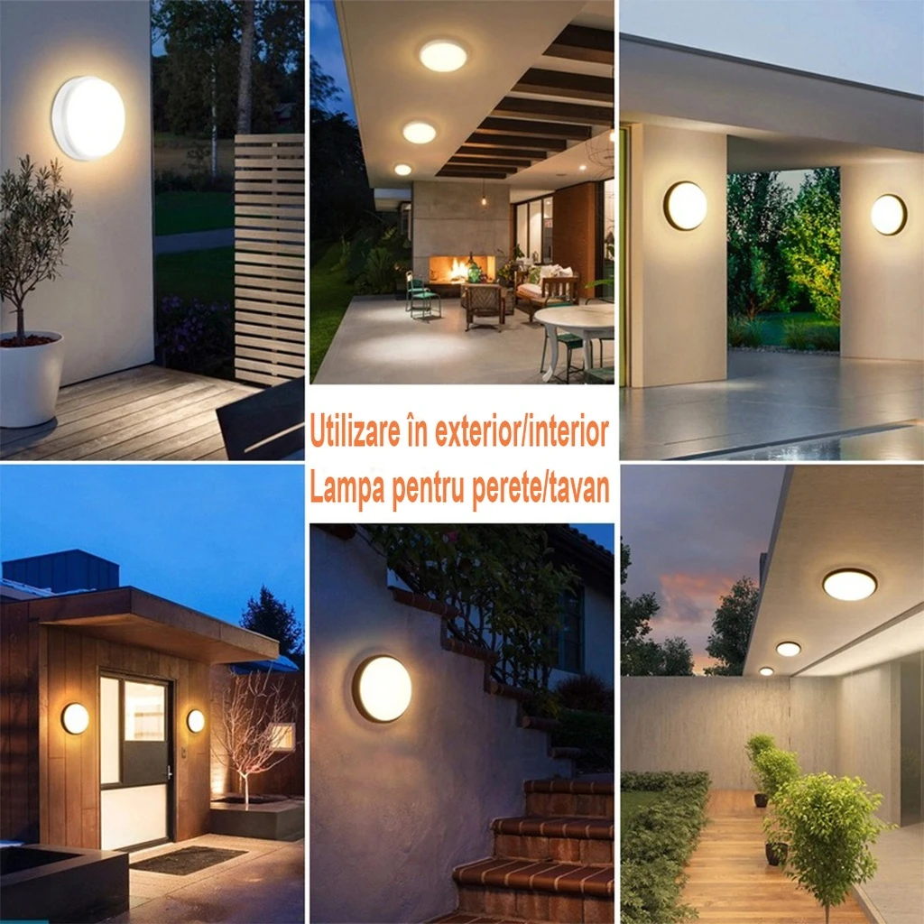 LED wall light 30W Round Exterior, 4000k, Black, Applied outdoors