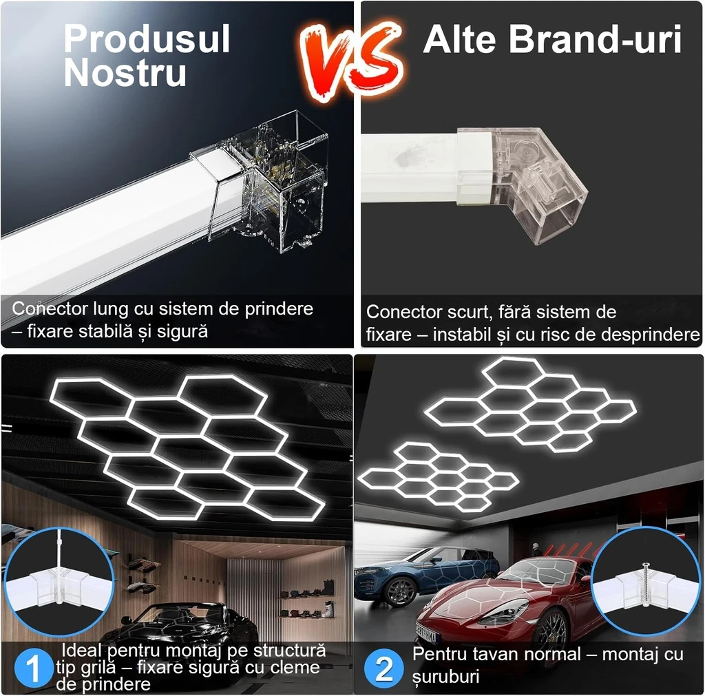 Set of 11 LED Hexagons Honeycomb 322W, 6500k, cool white light, Aluminium