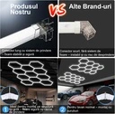 Set of 14 LED Hexagons Honeycomb 540W, 6500k, cool white light, aluminium, with rectangular frame, Aluminium