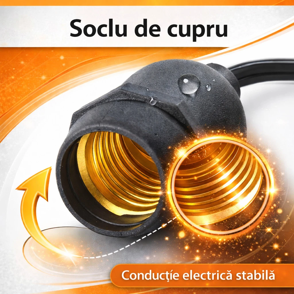 String light, 5m, interconnectable, E27 socket, IP65