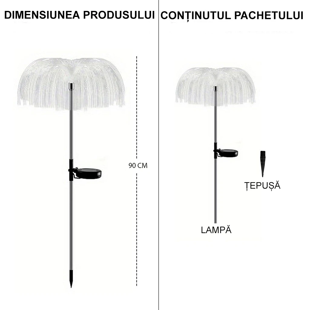 Solar LED lamp Jellyfish type, height 90 cm, for garden, IP65, multicolor light