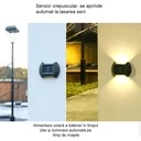 Solar LED bidirectional wall light, 8 LEDs, plastic material, IP65, 10 x 7.5 cm, 1.2 V battery, 300 mAh, warm white 3500k