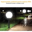 Set of 2 LED solar lamps, Spherical, Globe Type, Diameter 10 cm, Multicolor