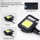 30 LED Keychain Pocket flashlight, USB Type C charging, for outdoor, camping, mountaineering, Cycling