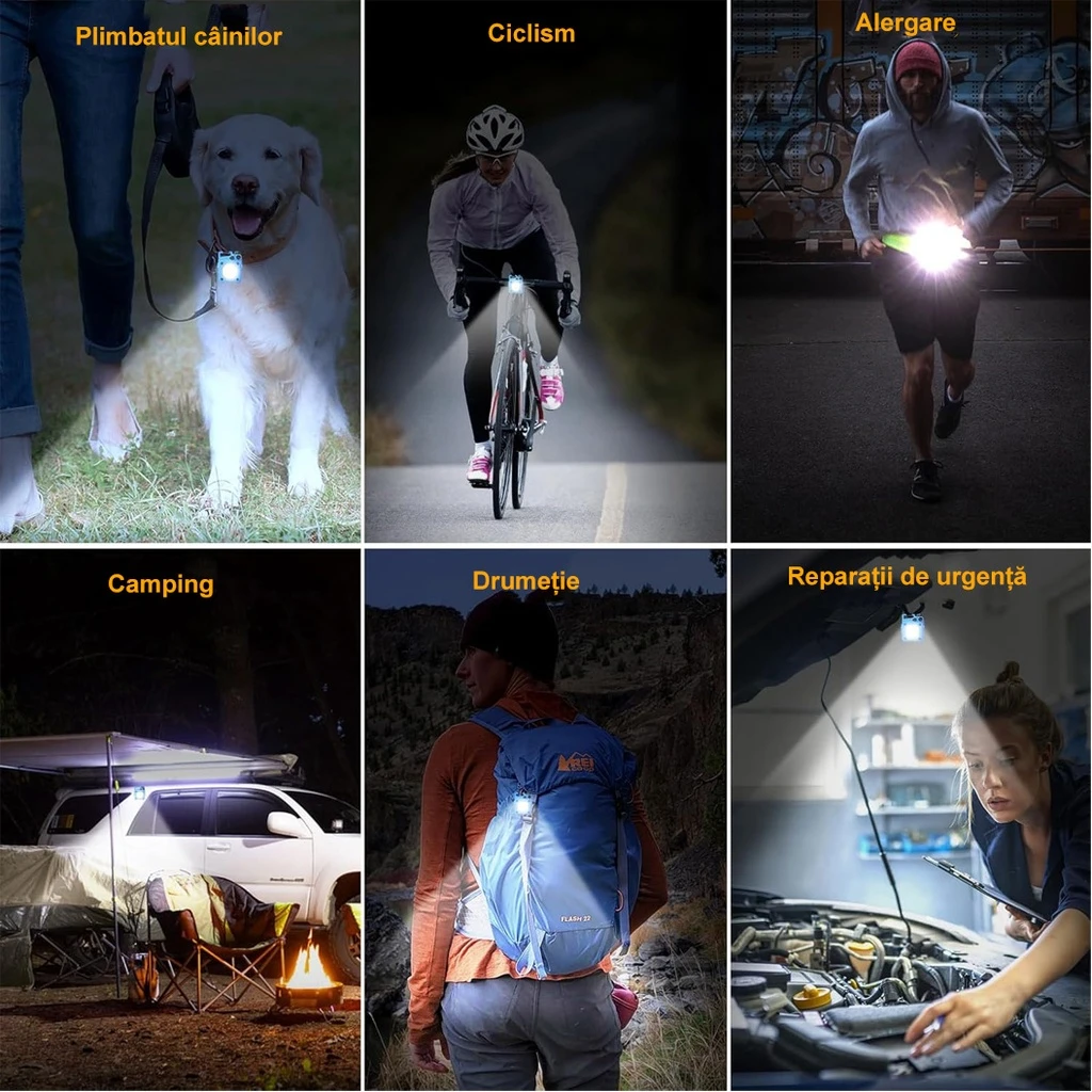 Mini Keychain Pocket Flashlight, USB Type C Charging, Multifunctional, for Outdoor, Camping, Mountain, Cycling, 6.1 x 5 x 2.5 cm, Strong Light, Blue Color