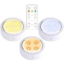 LED Lamp, Wireless with Batteries, 3 Light Colors, Remote Control, Plastic, White