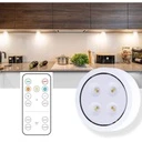 6 LED Lamps Set, Wireless, Battery Operated, 3 Light Colors, 2 Remote Controls, Plastic, White 