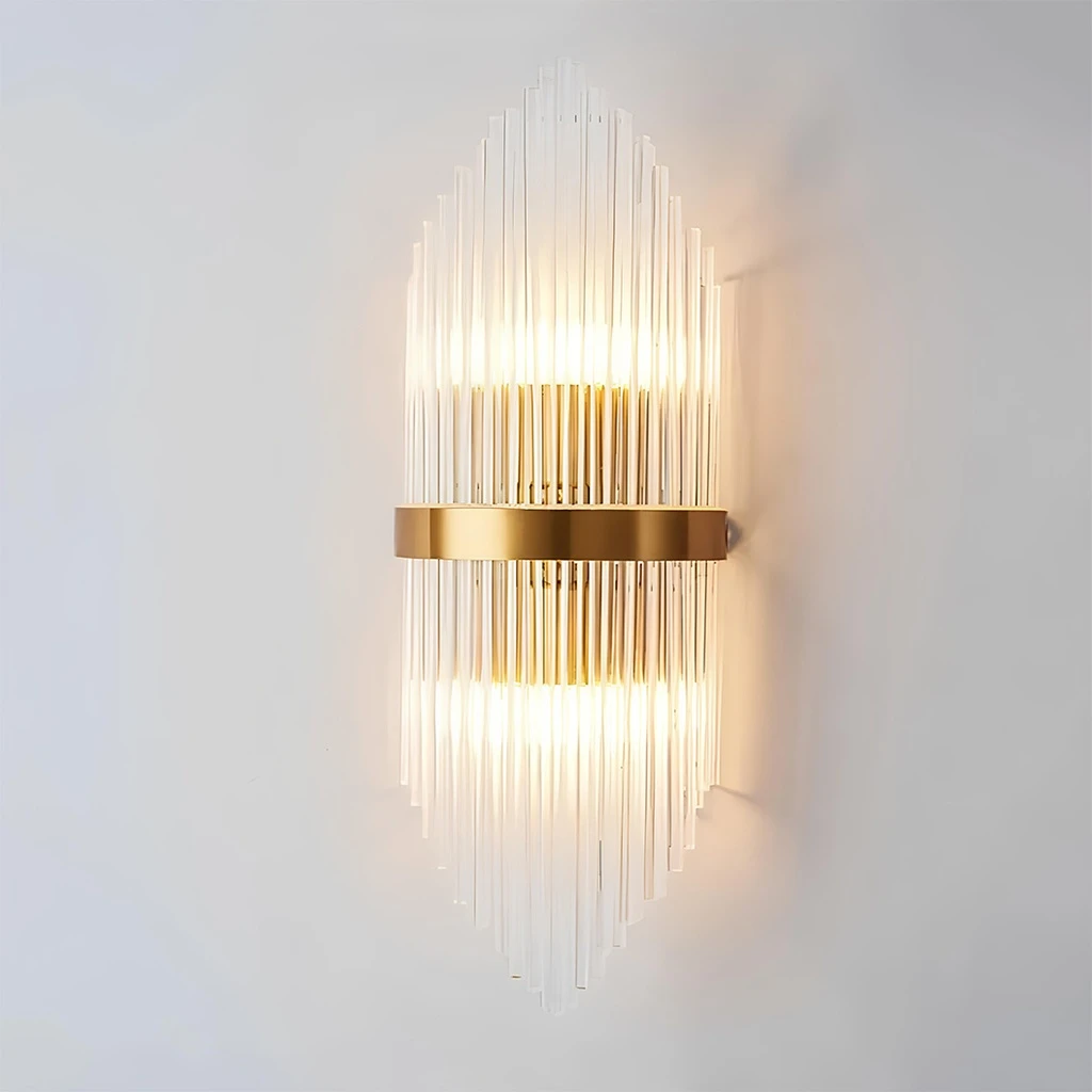 LED Wall Light for Indoor, Stainless Steel and Glass, Gold, 45x18 cm, 88002 Model