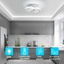 LED Chandelier 2 Circle, Goeco, Aluminum, 22 W, 25 x 17 x 9.5cm, White 