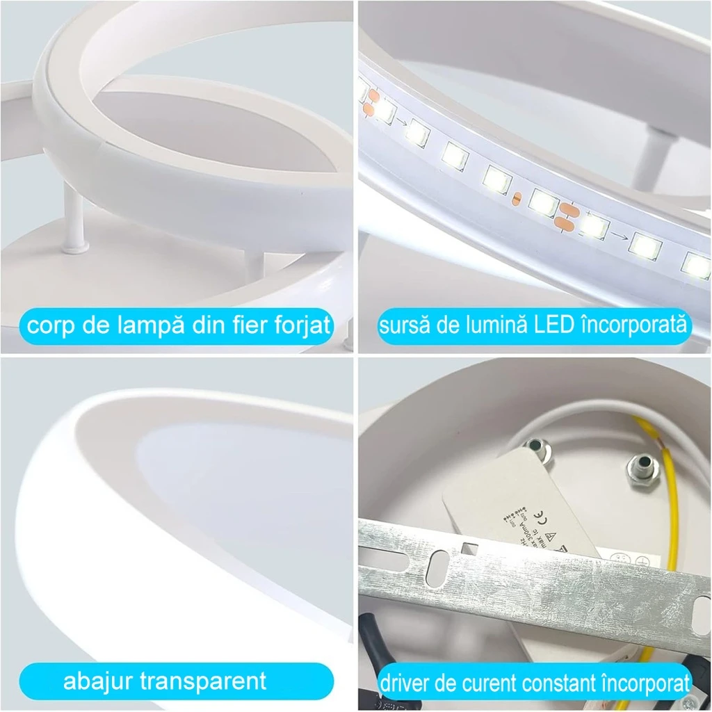LED Chandelier 2 Circle, Goeco, Aluminum, 22 W, 25 x 17 x 9.5cm, White 