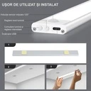 Smart LED Lamp with sensor, Portable, Motion sensor, 3 color temperatures CCT, adjustable intensity, USB Charging, Aluminum, 2 working modes, 40cm, Silver