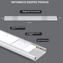 Smart LED Lamp with sensor, Portable, Motion sensor, 3 color temperatures CCT, adjustable intensity, USB Charging, Aluminum, 2 working modes, 40cm, Silver