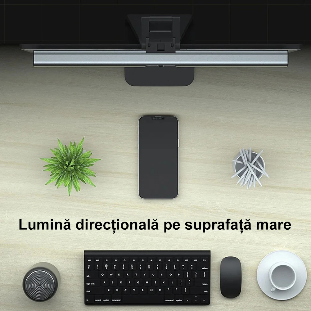 iGlass Dual Pro Monitor Lamp – 2 lamps, 4 brightness levels (3000K-6000K), flicker-free, memory function, black