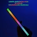 RGB LED Light Bar with Music Sync – 32 LEDs, Sound Sensor, 17 Colors, Multiple Modes, Brightness & Speed ​​Adjustment, USB-C Power Supply, Black