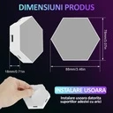 Set of 8 pcs hexagonal RGB LED modular wall lamps, App Control, remote control, multiple modes, music synchronization, microphone, timer, adjustable brightness