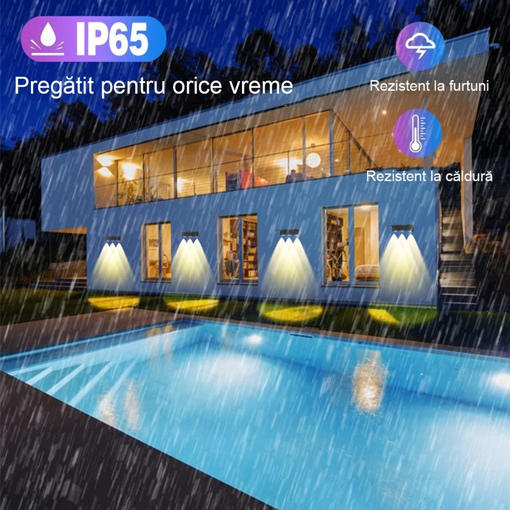 Solar lamp 3 LEDs, IP65, 12 RGB modes