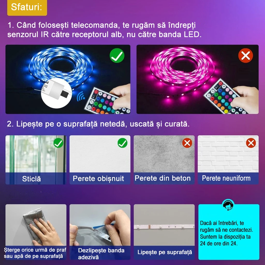 LED strip 10 meters 5050 RGB, Adhesive, Bluetooth, Phone App, Remote Control, Music Mode, Timer