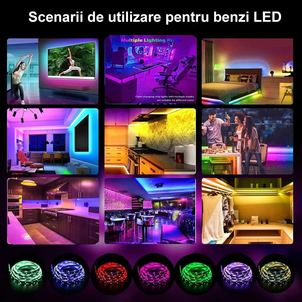 LED strip 10 meters 5050 RGB, Adhesive, Bluetooth, Phone App, Remote Control, Music Mode, Timer