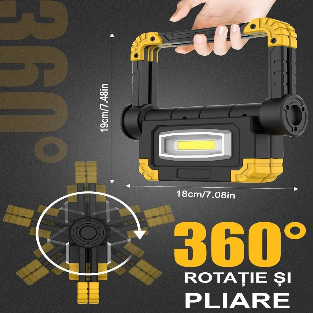 G7 Rechargeable Portable LED Floodlight – 20W, 1000 lm, USB, 5000mAh Battery, Powerful Lighting for Outdoor & Emergencies
