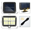 Solar LED Lamp with Remote Control – 120 COB LEDs, 10 Grids, Motion & Light Sensor, 1200mAh Battery, 260 lm, 5m Cable, Water Resistant, Black