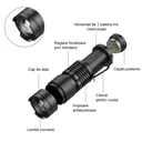 LED Flashlight SK68 – 5W, Adjustable Zoom, Illumination Range 200-500m, Compact & Portable, Black