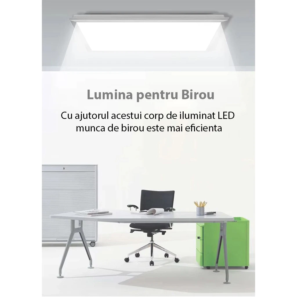 LED panel 60x60 cm, 60W, premium model, white frame, 3500k, recessed lighting