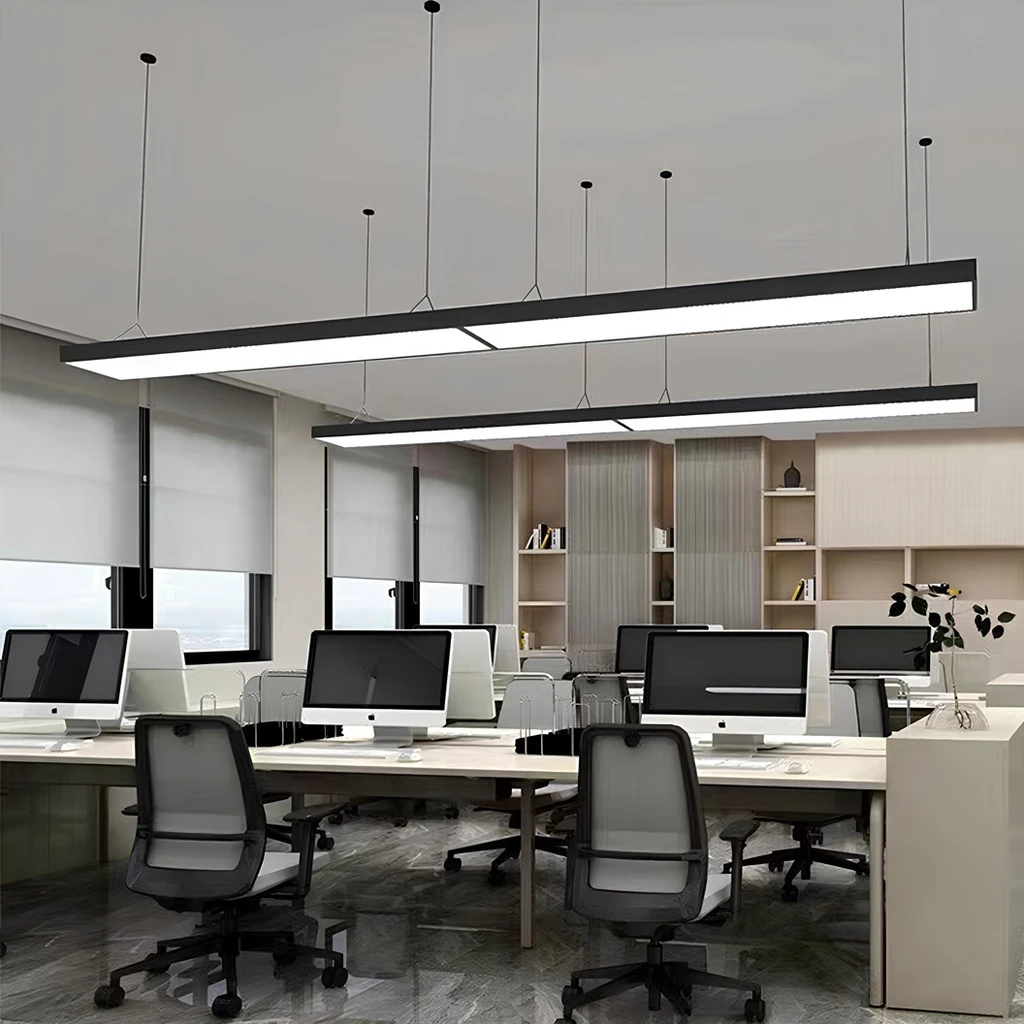 Office LED Ceiling Light 120x20x5.5cm, 48W, Premium Model, Rectangular, Black, 6500k