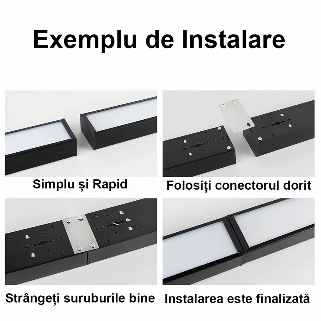 Office LED Ceiling Light 120x30x5.5cm, 80W, Premium Model, Rectangular, Black, 4500k