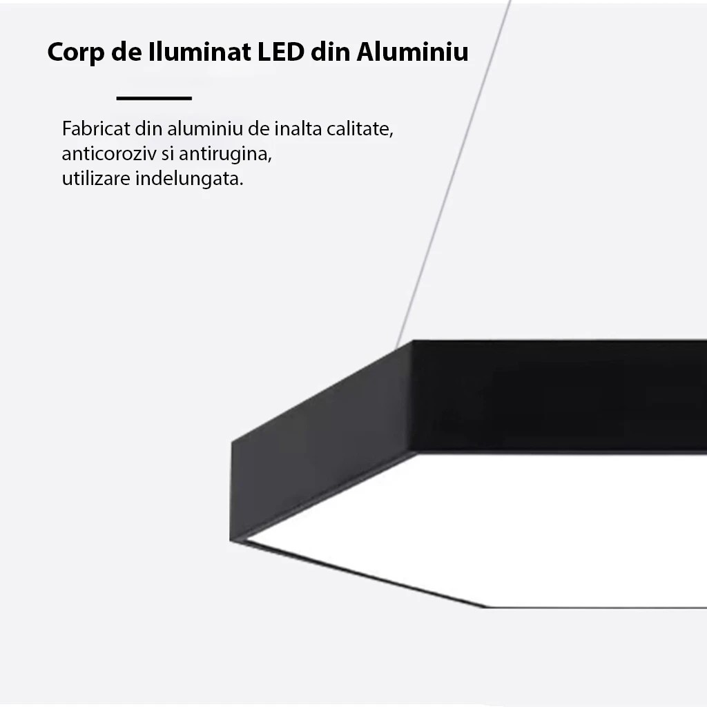 Suspended LED ceiling light 48W, Full Hexagon, Φ60 cm, 6500k, Black