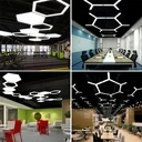 Suspended LED ceiling light 48W, Hollow Hexagon, Φ60 cm, 6500k, Black