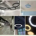 LED ceiling light 48W, round hollow, φ60 cm, 6500k, black