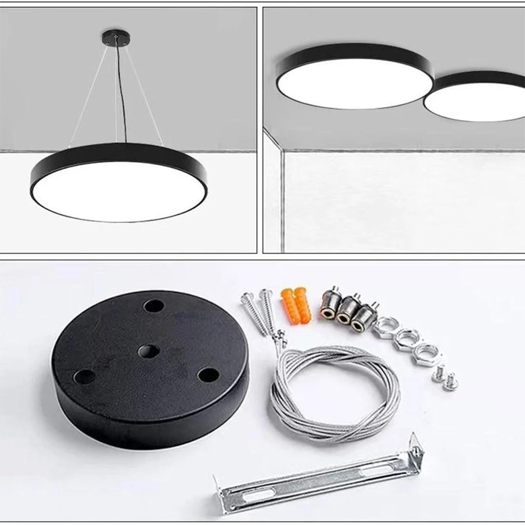 Suspended LED ceiling light 48W, Solid Circle, Φ60 cm, 6500k, Black