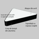Suspended LED ceiling light 48W, Solid Triangular, 60 cm, 6500k, Black