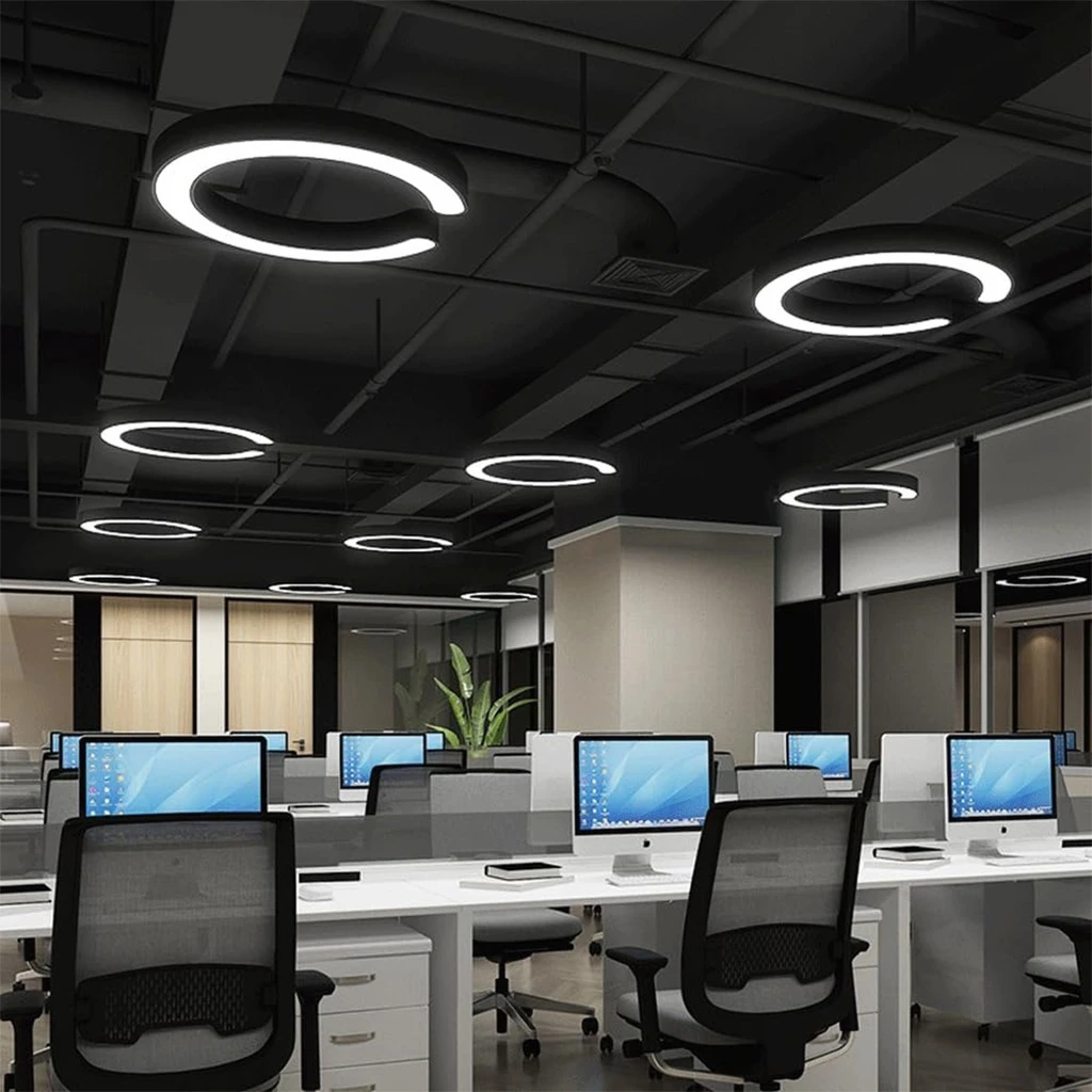 Suspended LED ceiling light 48W, Form C, 60 cm, 6500k, Black
